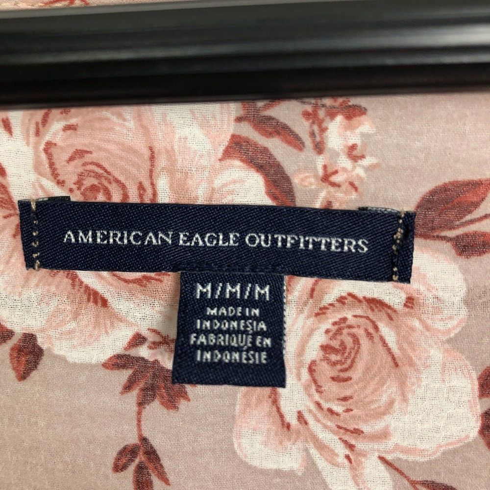 American Eagle Floral Smocked Blouse Cottagecore Boho Top - Medium - Picture 12 of 14